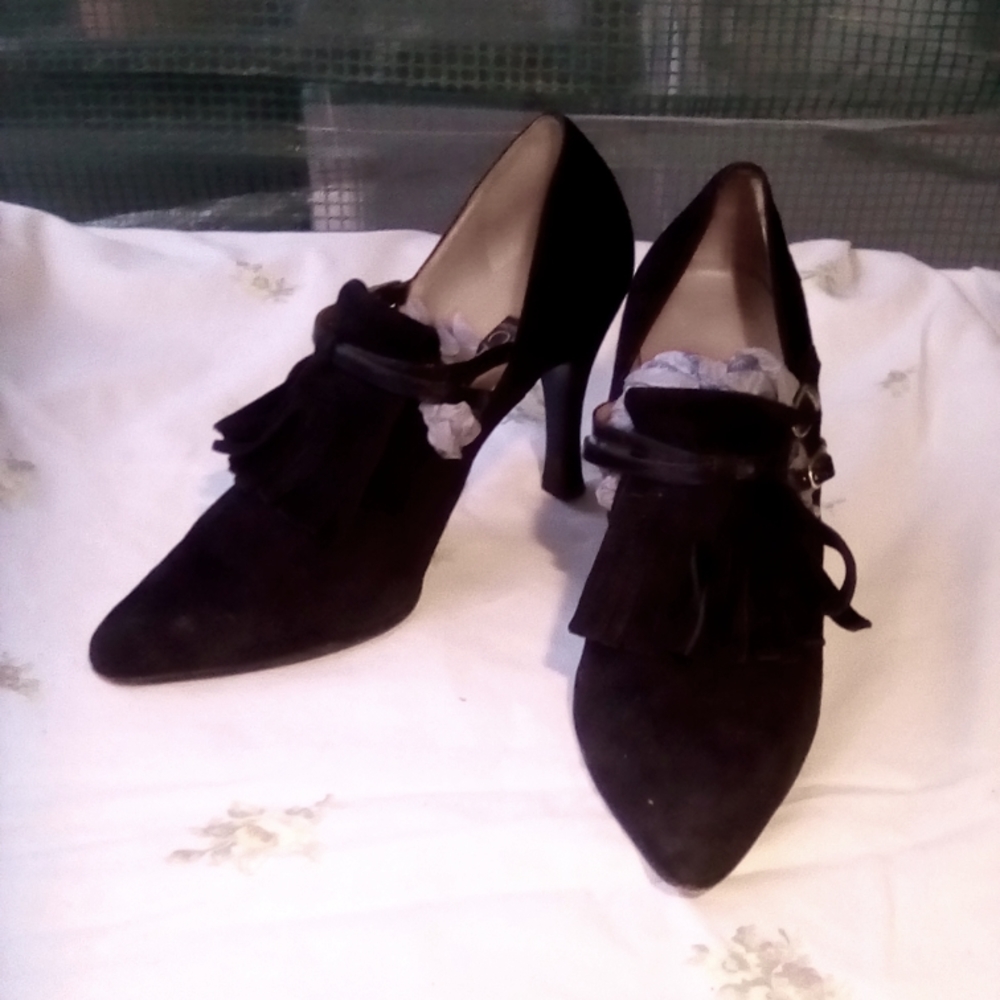 Vintage Black suede heels by Casadei